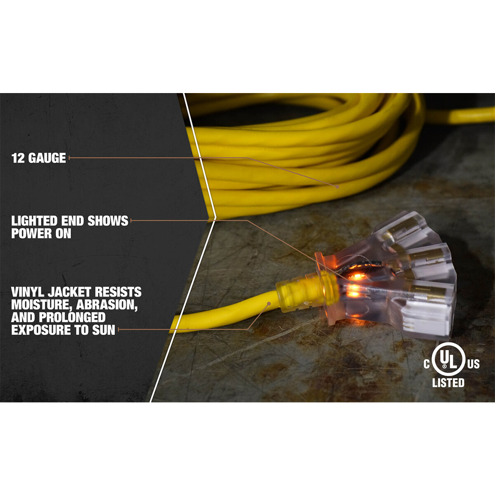 Southwire 12-3 Heavy-Duty SJTW General Purpose 3-Outlet Extension Cord - 50 feet Long from Columbia Safety